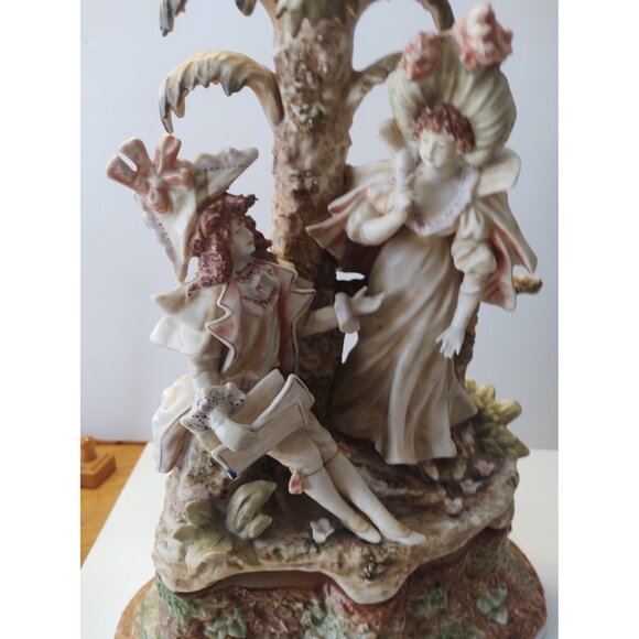 Vintage Arnart Figurine Ceramic Victorian 14" Tall Couple seated near Palm Trees - Picture 16 of 16